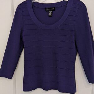 Cable & Gauge Women's Purple Ribbed Long Sleeve Stretch Top Sz M